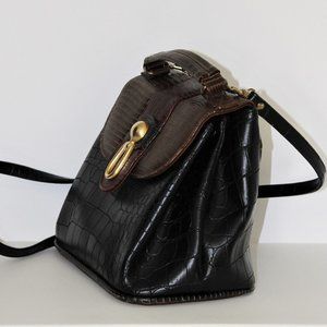 Jackson Black and Brown Faux Leather Crossbody Bag